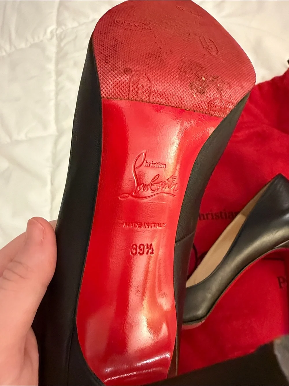 Christian Louboutin Black Leather Pointed Toe Stiletto Pumps